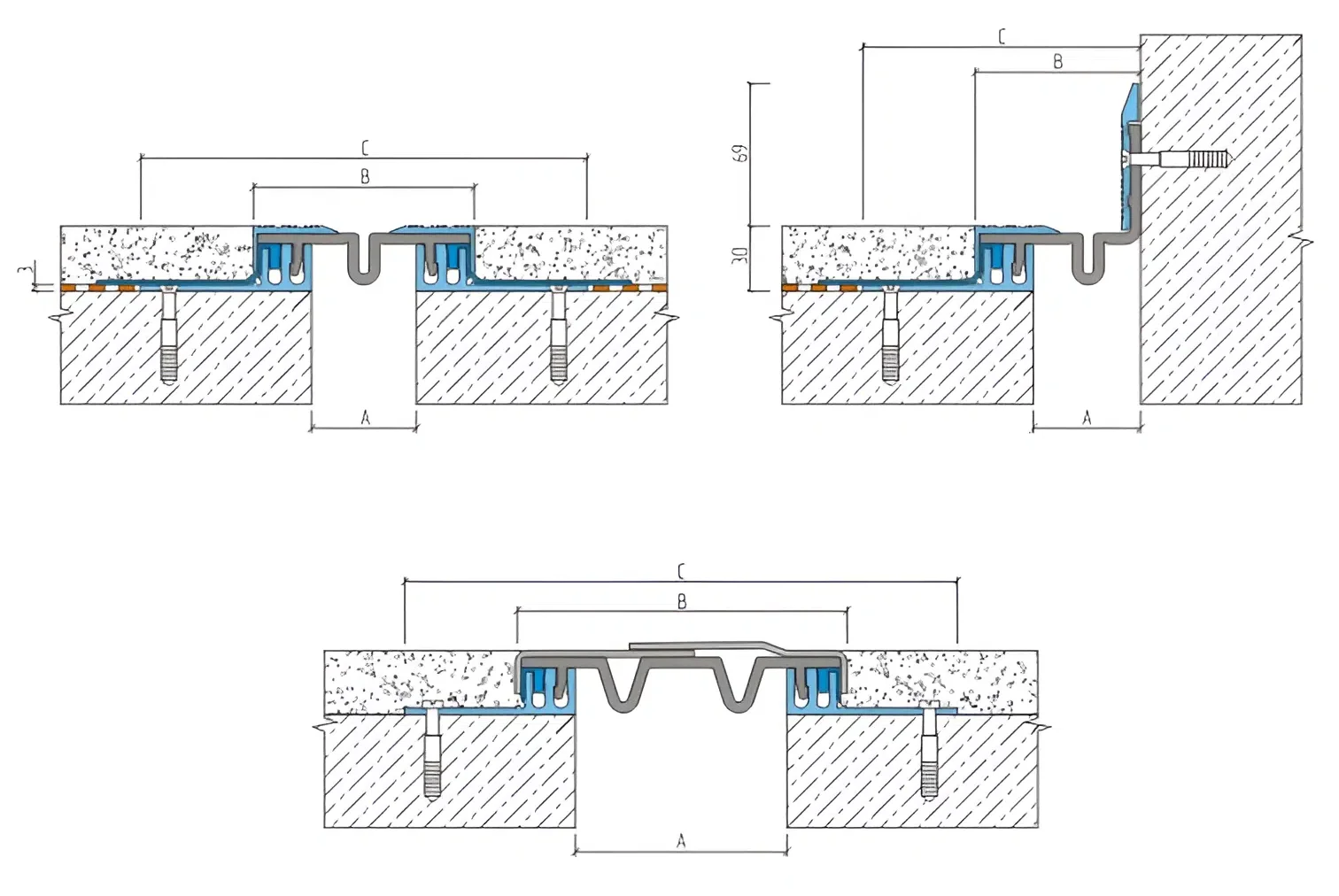 Installation diagram of AQUASTOP® DPSH expansion joint device